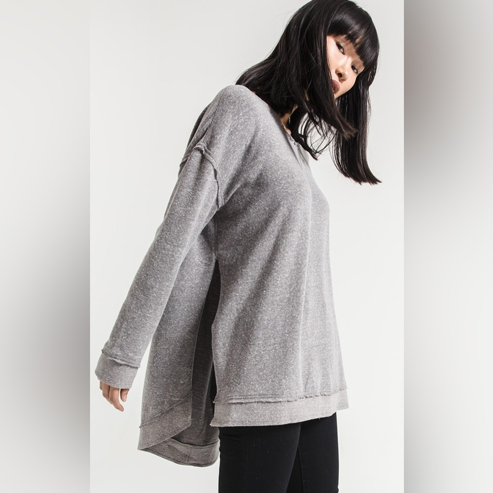 Z Supply Gray Tri Blend Pullover Sweatshirt Medium